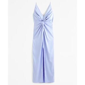 Abercrombie & Fitch Draped Twist-Front Maxi Dress Small Blue